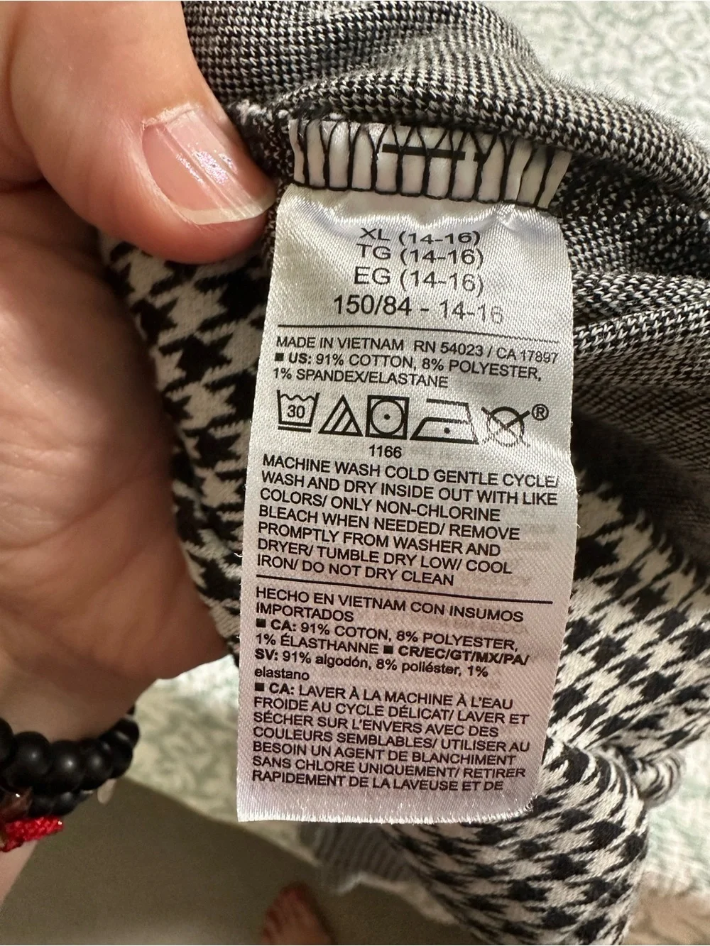 Old Navy Black & White Houndstooth Top with Sailor Details